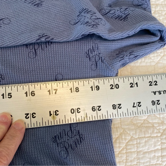 NWT PINK Victoria Secret Sleepwear cropped henley waffle knit top Medium - Picture 6 of 10